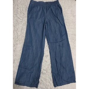 Signature 8 Mid Rise Wide Leg Light Blue Flowy Pants‎ Sz Small Summer Faux Denim